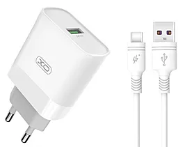 Мережевий зарядний пристрій зі швидкою зарядкою XO L63 15w QC3.0 + USB-C cable white - фото Мережевий зарядний пристрій зі швидкою зарядкою XO L63 15w QC3.0 + USB-C cable white