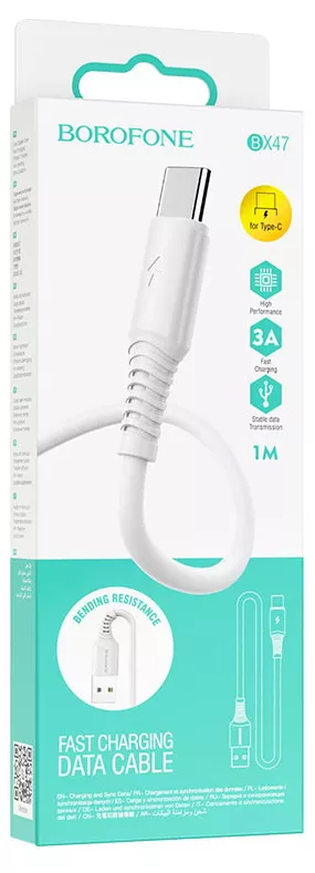 Кабель Borofone BX47 USB-A - Type-C 15w 3a 1м cable White - фото 3
