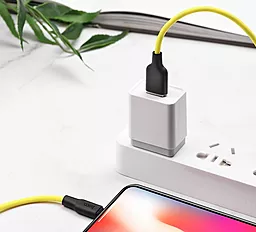Кабель USB Hoco X21 Plus Silicone Lightning Cable Black/Yellow - миниатюра 3
