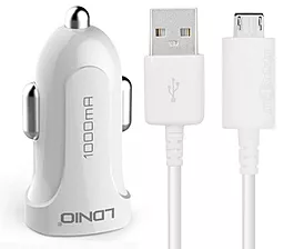 Автомобильное зарядное устройство LDNio DL-C17 USB Car charger 1A + Micro USB Cable White