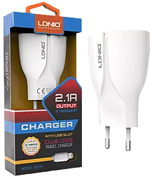 Сетевое зарядное устройство LDNio Dual 2A USB Charger + Lightning Cable White (A2271-I5)