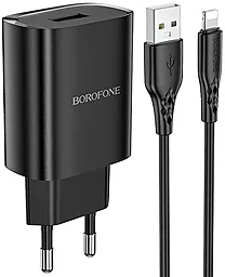 Сетевое зарядное устройство Borofone BN1 Innovative 2.1a home charger + Lightning cable black