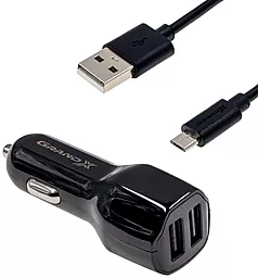 Автомобильное зарядное устройство Grand-X 2.1a 2xUSB-A ports car charger + micro USB cable black (CH-26BM) - фото Автомобильное зарядное устройство Grand-X 2.1a 2xUSB-A ports car charger + micro USB cable black (CH-26BM)