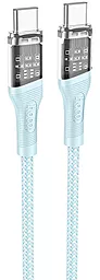 Кабель Hoco U111 Transparent Discovery Edition USB Type-C - Type-C 60w 3a 1.2м PD cable Blue - фото Кабель Hoco U111 Transparent Discovery Edition USB Type-C - Type-C 60w 3a 1.2м PD cable Blue