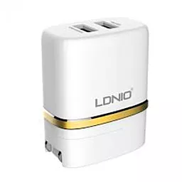 Сетевое зарядное устройство LDNio DL-AC52 (2USB, 2.4A) (CN) White