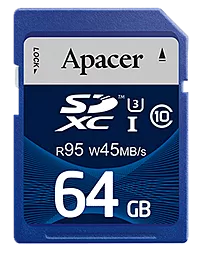 Карта памяти Apacer SDXC 64GB Class 10 UHS-I U3 (AP64GSDXC10U3-R)