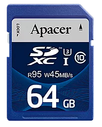 Карта памяти Apacer SDXC 64GB Class 10 UHS-I U3 (AP64GSDXC10U3-R) - фото Карта памяти Apacer SDXC 64GB Class 10 UHS-I U3 (AP64GSDXC10U3-R)