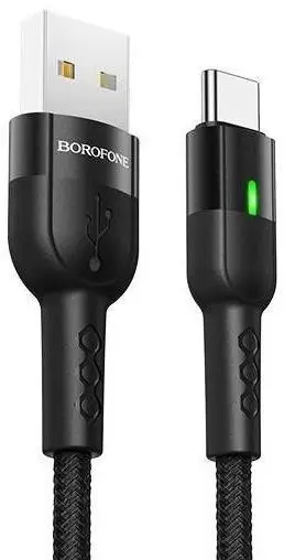 Кабель Borofone BU17 Starlight USB-A - Type-C 12w 2.4a 1.2м cable Black - фото 2