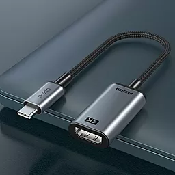 Видео переходник (адаптер) CABLETIME USB Type-C - USB Type-C v1.4 4k 30hz 0.15m silver (CP11A) - миниатюра 3