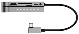 USB Type-C хаб Baseus Bend Angle No.7 Multifunctional USB-C -> 2xUSB 3.0, 1xUSB Type-C, 1xHDMI, 1xAUX3.5, 1xSD Space Gray (CAHUB-CWJ0G) - миниатюра 2