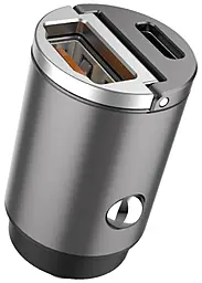 Автомобильное зарядное устройство Aspor A908 Mini 30w USB-C/USB-A ports car charger grey - фото Автомобильное зарядное устройство Aspor A908 Mini 30w USB-C/USB-A ports car charger grey