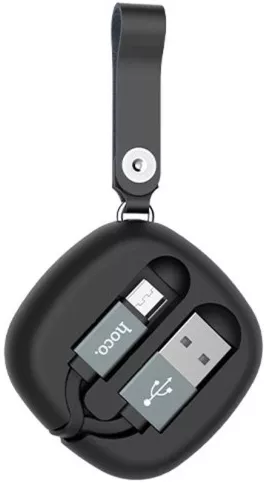 Кабель Hoco U33 Retractable Cord Reel USB-A - micro USB 12w 2.4a 0.29м cable Black - фото 2
