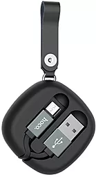 USB Кабель Hoco U33 Retractable Cord Reel micro USB Cable Black - мініатюра 2