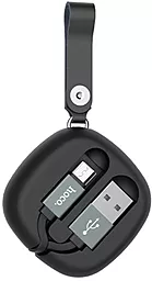 Кабель Hoco U33 Retractable Cord Reel USB-A - micro USB 12w 2.4a 0.29м cable Black - миниатюра 2