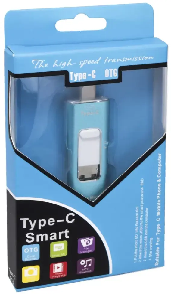 Картридер EasyLife USB-A/Type-C  - MicroSD blue - фото 2