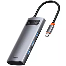 Мультипортовый USB Type-C хаб Baseus Metal Gleam Series 5-in-1 gray (CAHUB-CX) - миниатюра 3
