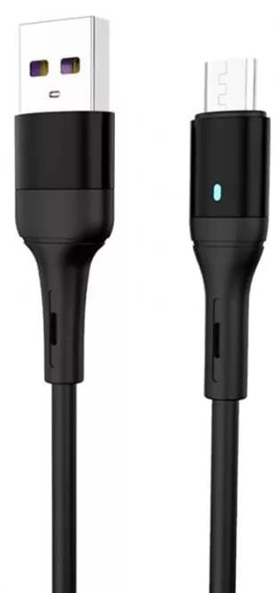 Кабель SkyDolphin S06V LED Smart Power USB-A - micro USB 15w 3a 1м cable Black (USB-000559) - фото 1
