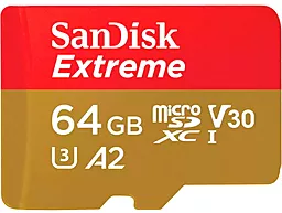 Карта пам'яті SanDisk 64 GB microSDXC UHS-I U3 V30 A2 Extreme (SDSQXAH-064G-GN6MN) - фото Карта пам'яті SanDisk 64 GB microSDXC UHS-I U3 V30 A2 Extreme (SDSQXAH-064G-GN6MN)