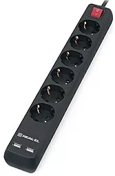 Мережевий фільтр (подовжувач) REAL-EL RS-6 Protect USB Charge 1.8 м (EL122300016) Black - мініатюра 3