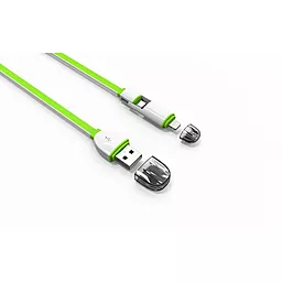 Кабель USB LDNio 2-in-1 USB Lightning/micro USB Cable Green (LC82) - миниатюра 5