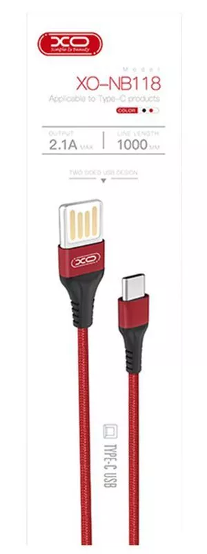 Кабель XO NB118 USB-A - Type-C 10.5w 1м cable Red - фото 2