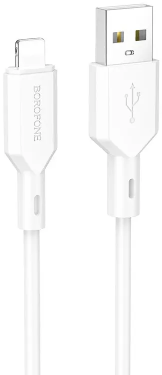 Кабель Borofone BX70 USB-A - Lightning 12w 2.4a 1м cable White - фото 1