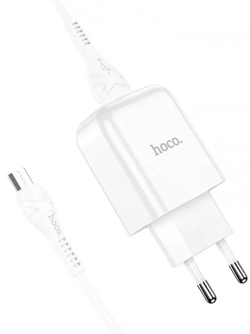 Сетевое зарядное устройство Hoco N2 2.1a home charger + micro USB cable white - фото 2