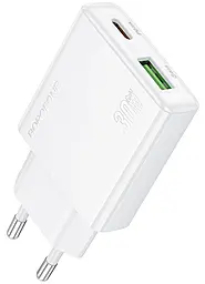 Сетевое зарядное устройство Borofone BN25 Wish 30w GaN PD USB-C/USB-A ports charger white - фото Сетевое зарядное устройство Borofone BN25 Wish 30w GaN PD USB-C/USB-A ports charger white