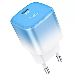 Сетевое зарядное устройство Hoco C101A 20w PD USB-C fast charger Ice blue - фото Сетевое зарядное устройство Hoco C101A 20w PD USB-C fast charger Ice blue