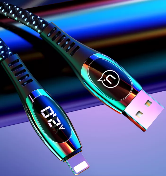 Кабель Usams U36 Digital Display USB-A - Lightning 10w 1.2м cable Red - фото 3