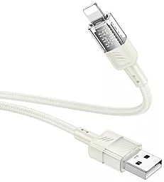 Кабель USB Hoco U129 Spirit transparent charging 12w 2.4a 1.2m USB Lightning cable beige - миниатюра 3