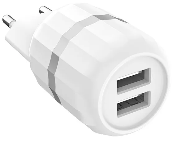 Мережевий зарядний пристрій Hoco C41A Wisdom 2.4a 2xUSB-A ports charger + Lightning cable white - фото 2