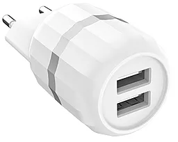 Мережевий зарядний пристрій Hoco C41A Wisdom 2.4a 2xUSB-A ports charger + Lightning cable white - мініатюра 2 Мережевий зарядний пристрій Hoco C41A Wisdom 2.4a 2xUSB-A ports charger + Lightning cable white - мініатюра 2