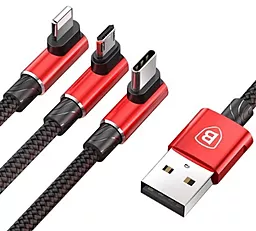Універсальний кабель Baseus MVP Mobile Game 3-in-1 USB-A to Type-C/Lightning/micro USB 18w 3.5a 1.2м сable Red (CAMLT-WZ09) - фото Універсальний кабель Baseus MVP Mobile Game 3-in-1 USB-A to Type-C/Lightning/micro USB 18w 3.5a 1.2м сable Red (CAMLT-WZ09)