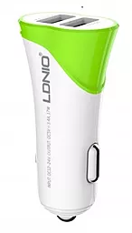 Автомобильное зарядное устройство LDNio Car charger + Micro USB 3.4A Green (c322)