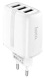 Сетевое зарядное устройство Hoco N15 2.4a 3xUSB-A ports home charger white - фото Сетевое зарядное устройство Hoco N15 2.4a 3xUSB-A ports home charger white