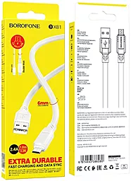 Кабель Borofone BX81 Goodway USB-A - micro USB 12w 2.4a 1м cable White - миниатюра 4 Кабель Borofone BX81 Goodway USB-A - micro USB 12w 2.4a 1м cable White - миниатюра 4