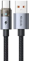 USB PD кабель McDodo USB-A - Type-C 100w 6a 1.2m Transparent Cable with Charging Light Black (CA-6890) - фото USB PD кабель McDodo USB-A - Type-C 100w 6a 1.2m Transparent Cable with Charging Light Black (CA-6890)