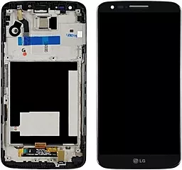 Дисплей LG G2 (D800, D801, D802, D802TR, D803, F320K, F320L, F320S, LS980) (20 pin) з тачскріном і рамкою, оригінал, Black