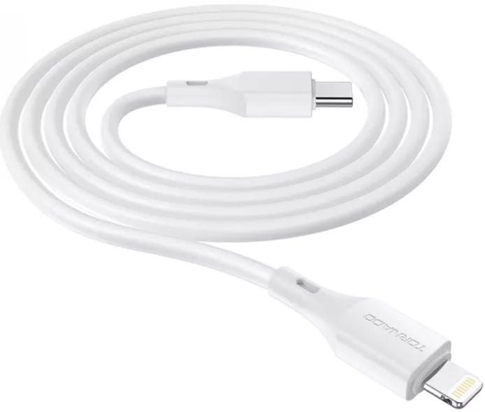 Кабель Tornado TX25 USB Type-C - Lightning 20w 3a 1м PD сable White - фото 1