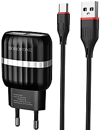 Сетевое зарядное устройство Borofone BA24A Vigour 2USB + USB Type-C Cable Black