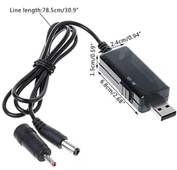 USB Кабель Dynamode з перетворювачем 5V -> 9V/12V USB-A - DC 5.5x2.1mm + 3.5x1.35 перехідник (KWS-912V) - мініатюра 4
