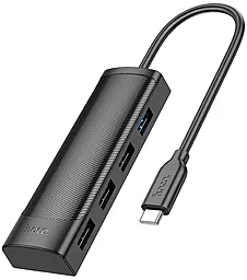 USB Type-C хаб Hoco HB-41 Easy safety 4-in-1 black - фото USB Type-C хаб Hoco HB-41 Easy safety 4-in-1 black