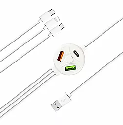 USB Кабель XoKo SC-3300 6-in-1 2USB-A/USB-C Hub + USB to Type-C/Lightning/micro USB Cable white (SC-3300WT)