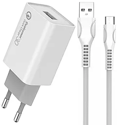 Мережевий зарядний пристрій з швидкою зарядкою ColorWay 18w QC3.0 home charger + micro USB cable white (CW-CHS013Q-WT/CBUM028-WH)