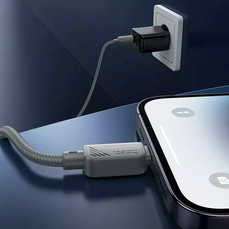 Кабель Hoco X113 Beneficio USB Type-C - Type-C 60w 3a 1м PD cable Gray - фото 4