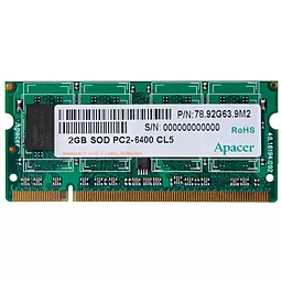 Оперативна пам'ять для ноутбука Apacer SoDIMM DDR2 2GB 800 MHz (CS.02G2B.F2M)