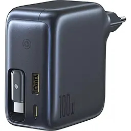 Мережевий зарядний пристрій Baseus EnerCore CJ11 100w GaN PD/QC USB-C/USB-A fast charger + USB-C cable black (E0120M00) - фото Мережевий зарядний пристрій Baseus EnerCore CJ11 100w GaN PD/QC USB-C/USB-A fast charger + USB-C cable black (E0120M00)