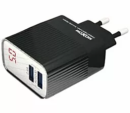 Сетевое зарядное устройство с быстрой зарядкой MOXOM MX-HC46 Auto-ID 2USB 2.4A 5W + Lightning Cable Black