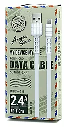 Кабель Remax Armor USB-A - micro USB 12w 2.4a 1м cable White (RC-116m) - миниатюра 3 Кабель Remax Armor USB-A - micro USB 12w 2.4a 1м cable White (RC-116m) - миниатюра 3